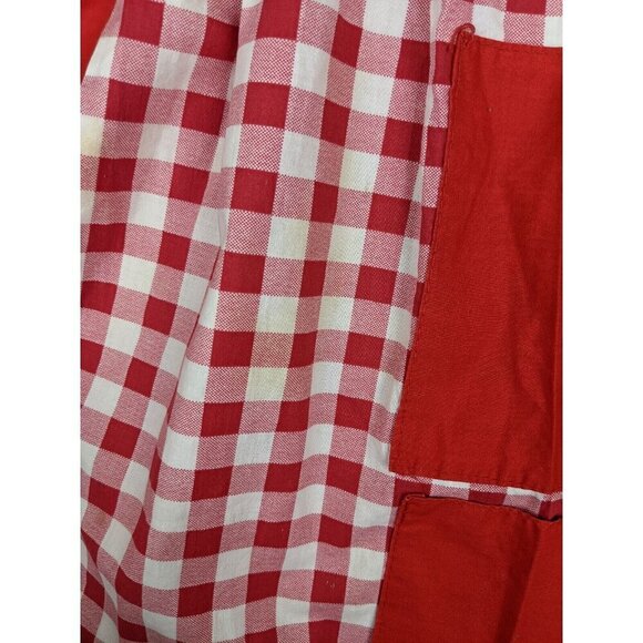 VINTAGE WOMEN'S RED PLAID HALF APRON - FRUIT BOWL - POCKETS - Picture 16 of 16